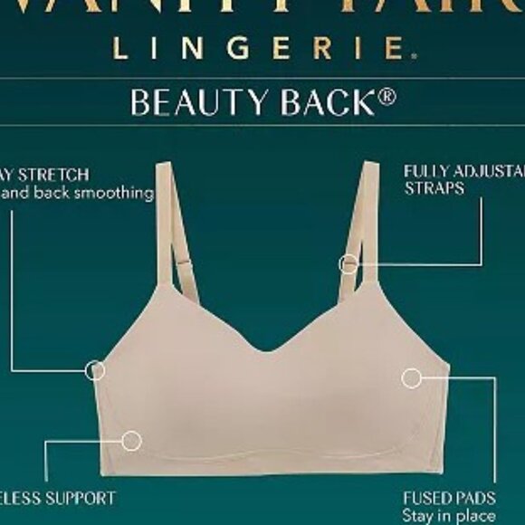 #617 Vanity Fair Lingerie® Beauty Back® Simple Sizing Wireless Bra 72118 - Picture 3 of 6